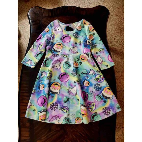 NWT CHRISTMAS EMOJI/UNICORN  DRESS BY JUSTICE - Picture 1 of 7